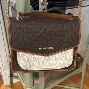 Michael Kors Dark Brown and Cream Shoulder Bag